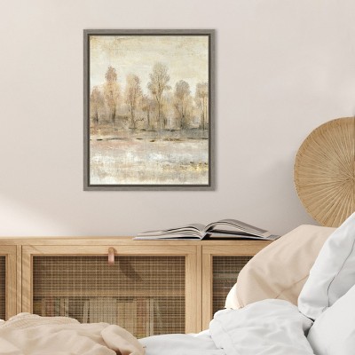 Earth Tones Abstract Landscape Canvas Print in Graywash Frame
