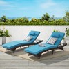 Outdoor Chaise Lounge Chair Set of 2, Wicker Reclining Lounge with Adjustable Backrest & Cushion, Sunbathing Chair for Patio Pool Garden - 2 of 4