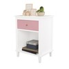 Pink Wooden Nightstand with 1 Drawer & 1 Shelf – For Kids & Adults - 3 of 4