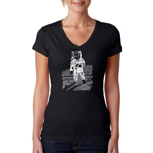 LA Pop Art Women's Word Art V-Neck T-Shirt - ASTRONAUT - 1 of 4