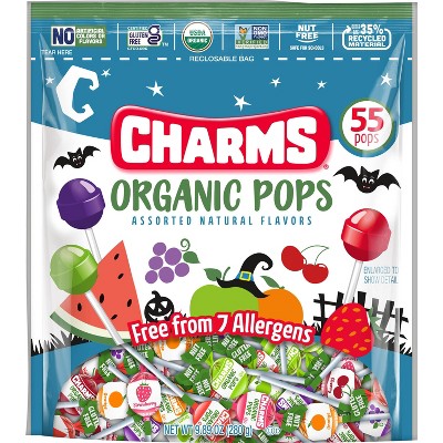 Charms Organic Halloween Chewy Gummy Pops Candy - 9.89oz/55ct