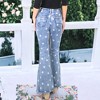 Anna-Kaci Women's Floral Daisy Embroidered Mid Rise Bell Bottom Jeans - 2 of 4