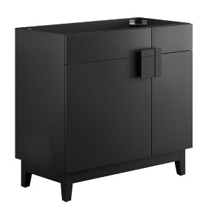 Modway Miles 36" Bathroom Vanity Cabinet – Wall-Mount Sink Cabinet with Clean Lines and Wood Grain Finish (Sink Not Included) - 1 of 4