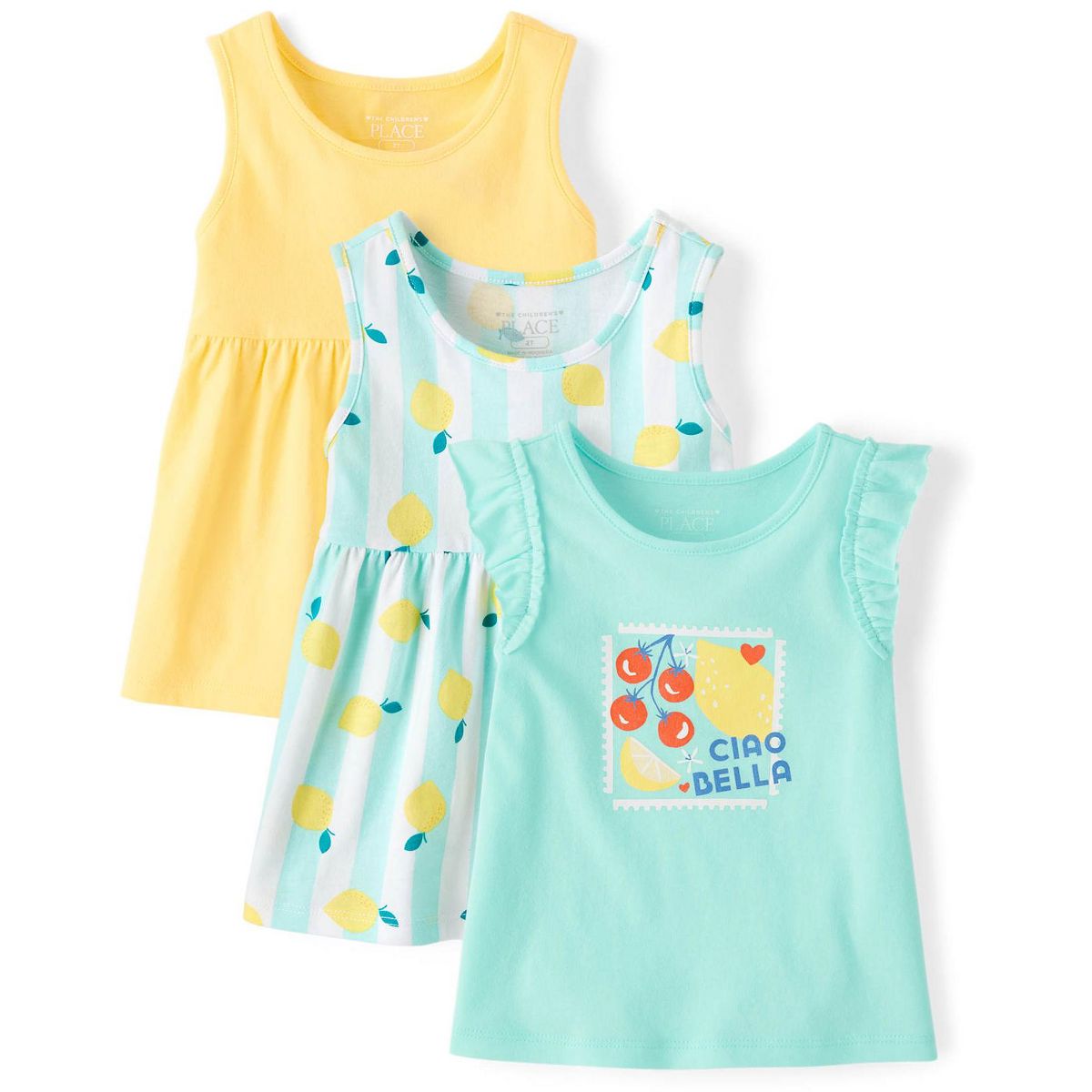 The Children's Place Toddler Girls Sleeveless Lemon Tank Top 3-Pack