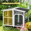 Cabin-Style Wooden Dog House for Large Dogs ¨C Openable Roof & Large Window, Indoor/Outdoor Pet Furniture, Dark Gray - 3 of 4