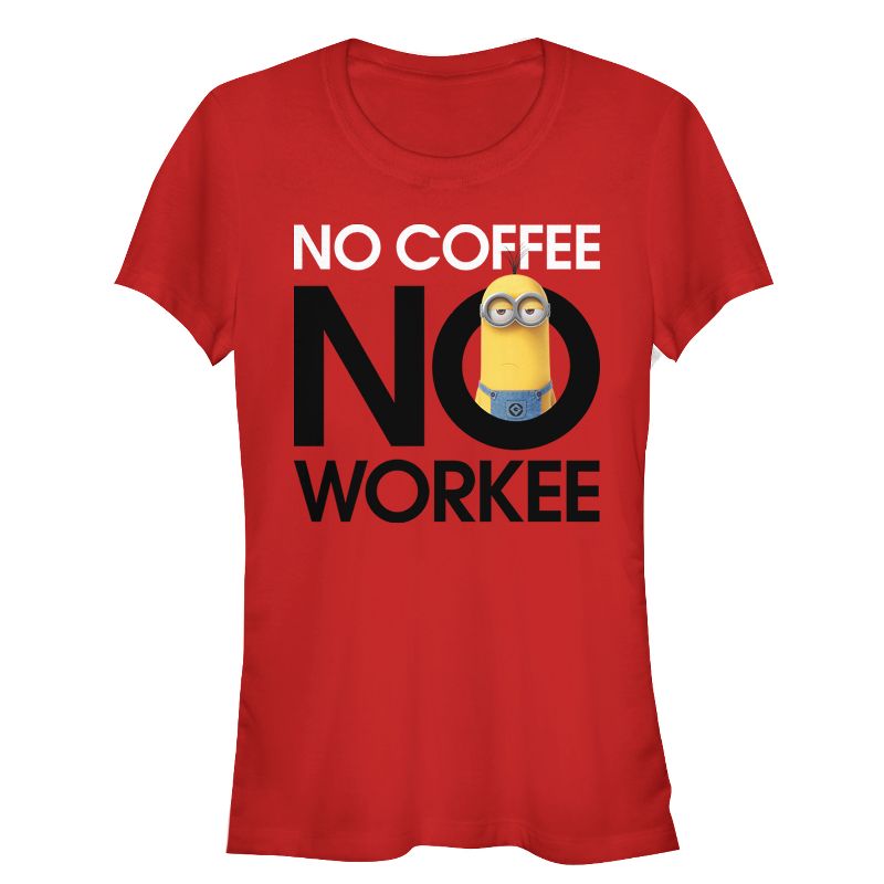 Juniors Womens Despicable Me Minion No Coffee T-Shirt, 1 of 4