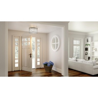 Seigler Matte Black 14" Glass Drum Semi-Flush Mount Light