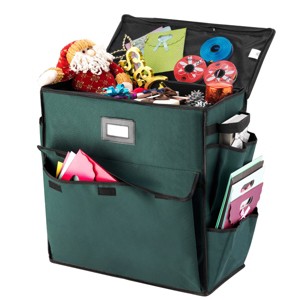 Hastings Home Gift Bag Organizer Storage Tote – Green and Black - 1 of 4