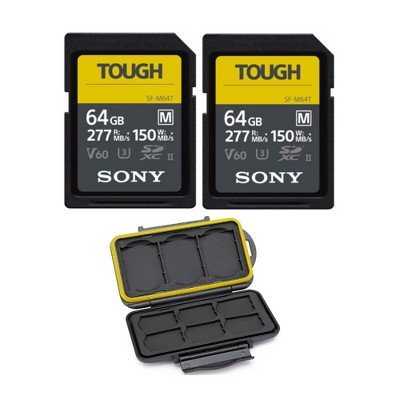 Sony 64GB SF-M Series High Speed Tough SD Card (2-Pack) & Koah Storage Case