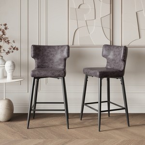 DOMETOUR 28 inch Counter Height Bar Stools Set of 2 Modern Bar Upholstered Chair with PU Leather Metal Footrest for Kitchen Island - 1 of 4