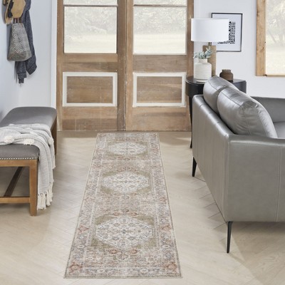 Astra Sage Multi 2'2" x 10' Vintage-Inspired Washable Rug