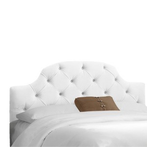 Full Upholstered Curved Tufted Headboard Velvet White - Skyline Furniture