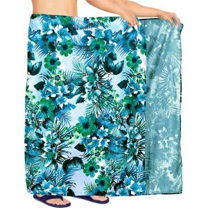 HAPPY BAY Men's Beach Holidays Cover Up Summer Long Sarong Wrap Beachwear Vacation Cover-Up Lava Lava For Men One Size Dark Cyan - 1 of 4