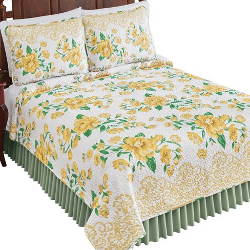 Collections Etc Beautiful Floral Pattern Lace Reversible Quilt King ...