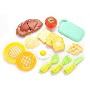 JuzToys Pretend Kitchen Playset for Kids – Fun Steak and Egg Play Food Cutting Toy Set, with Kitchen Utensils and Cutting Board - 1 of 4