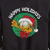 Boys' - Garfield - Happy Holidays Wreath Graphic Long Sleeve Fleece Sweatshirt - 2 of 4