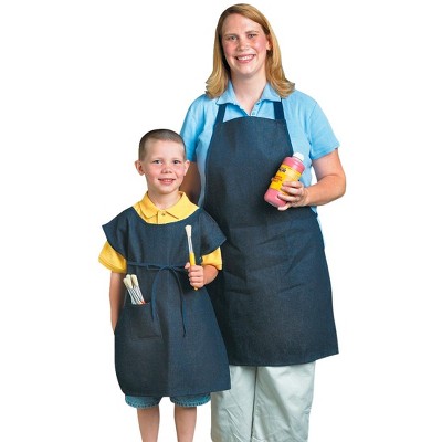 School Smart Heavy Duty Denim Adult Apron, 31 x 20 Inches, Blue