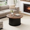 Garvee Round Coffee Table, Mid Century Modern Coffee Table with Metal Base, 31.9" Fluted Center Table for Living Room, Home Small Space, - 2 of 4
