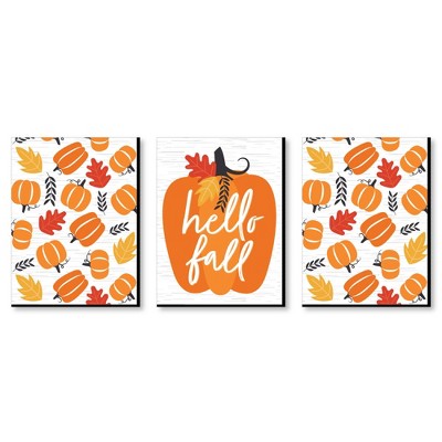 Big Dot of Happiness Fall Pumpkin - Autumn Wall Art and Halloween and Thanksgiving Home Decor - 7.5 x 10 inches - Set of 3 Prints