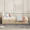 CAVINAS Modern Twin Size Bed Frame with Twin Trundle for White High Gloss Headboard and Footboard - 3 of 4