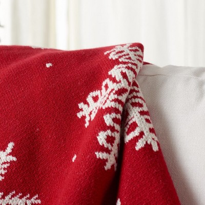 Holiday Snow Red and White Cotton Throw Blanket 50" x 60"