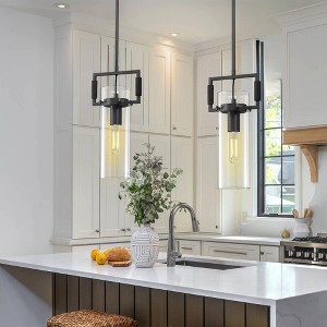 CityFurn 1-Light Cylinder Glass Pendant for Kitchen Island - 1 of 4