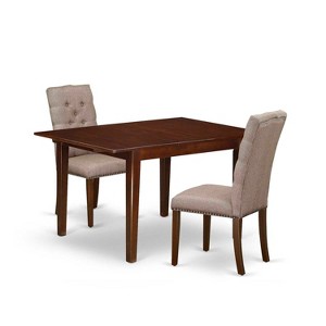 HomeStock 3-Piece Mahogany Finish Rectangular Solid Wood Top with Butterfly Leaf Dining Table Set - 1 of 4
