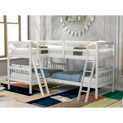 Twin L-Shaped Bunk Bed with Ladder