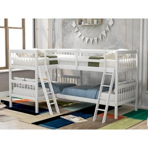 Twin L-Shaped Bunk Bed with Ladder - 1 of 4