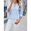 Clearlove Womens 3/4 Sleeve V Neck Casual Hollow Out Front Knit Embroidered Blouses Shirts Beach Cover Up Tshirts - 2 of 4