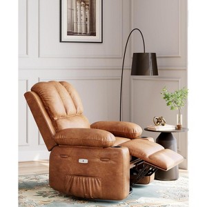 22'' Recliner Chai, Manual PU Leather Recliner with Cup Holders & Side Pockets, Ergonomic Design for Nursery, Living Room, Bedroom - 1 of 4