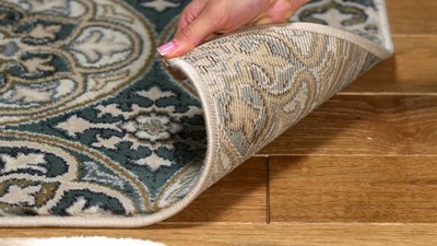 Safavid Style Brown and Beige Synthetic Tufted Area Rug