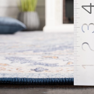 Light Blue Synthetic Washable Non-slip Square Area Rug
