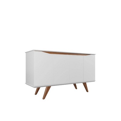 White Matte and Maple Cream Mid-Century Sideboard
