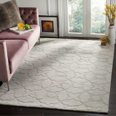 Silver Geometric Hand-Tufted Wool Area Rug, 5' x 8'