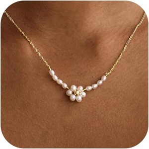 14K Gold Plated Layered Pearl Necklace - Women's Trendy Jewelry for Wedding & Birthday - 1 of 4