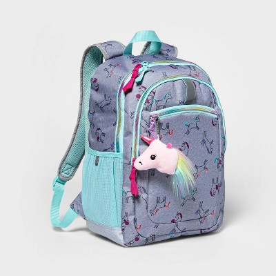 teal and gray backpack