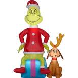 Gemmy Inflatable The Grinch With Max LED Lighted Yard Decoration - 60 in - Multicolored