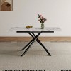 59" Modern Extendable Dining Table with Sintered Stone Top & Steel X-Base, Rectangular Kitchen Table for 4-6 People – The Pop Home - 2 of 4