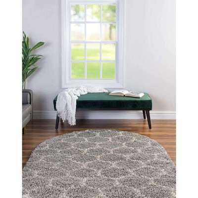 Gray Oval 4' x 6' Trellis Shag Synthetic Area Rug
