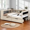 Mshliw Full Size Platform Bed with Upholstered Headboard, Storage Shelves, 2 Drawers, USB Ports and Charging Station, Solid Wood Frame - 3 of 4