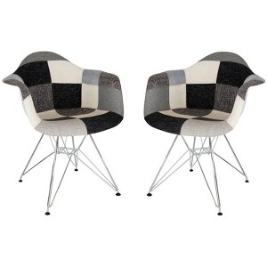 LeisureMod Willow Fabric Eiffel Accent Chair Set of 2 - Chrome Metal Legs, Plush Comfort, Perfect for Living Rooms - 1 of 4