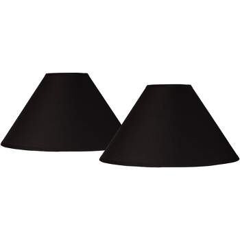 Springcrest Set of 2 Empire Lamp Shades Black Large 6" Top x 19" Bottom x 12" Slant Spider with Replacement Harp and Finial Fitting