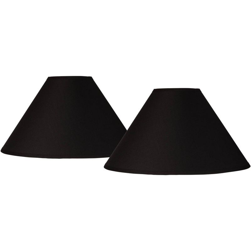 Springcrest Set of 2 Empire Lamp Shades Black Large 6" Top x 19" Bottom x 12" Slant Spider with Replacement Harp and Finial Fitting, 1 of 8