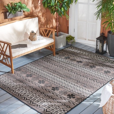 Havana Black and Brown 8' x 10' Geometric Indoor/Outdoor Rug
