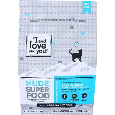 I and Love and You Nude Super Food Surf 'N Chick Dry Cat Food - Case of 3 - 5 lb