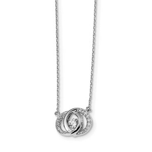 Black Bow Jewelry Platinum Plated Sterling Silver & CZ Dbl Circle Necklace, 15.5-17.5 In - 1 of 4