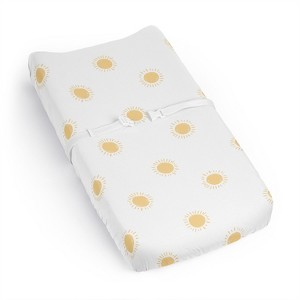 Sweet Jojo Designs Baby Boy, Girl, Unisex/Gender Neutral Changing Pad Sheet Boho Sun White and Mustard Yellow - 1 of 4