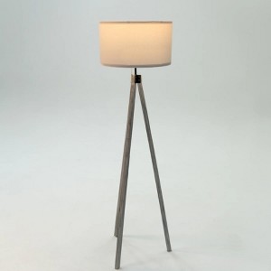 Ozarke Rustic White Wood Tripod Floor Lamp - Black - 1 of 4