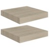 Wall Shelf Set of 2 Oak Honeycomb MDF, Metal 9.1 x 9.3 x 1.5 in - 2 of 4